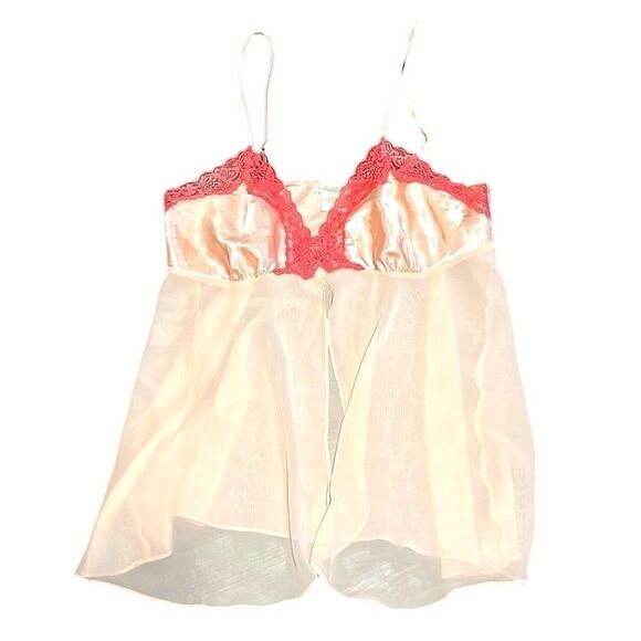 Y2K Babydoll Tank Woman's Size 16/18 Camisole Split Bodice Lace Satin Sleepwear - Picture 1 of 9